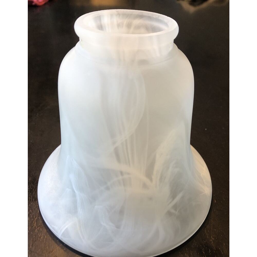 1 White Marble Swirl Frosted 2 1/8" X 4 3/4” Glass Light Lamp Shade